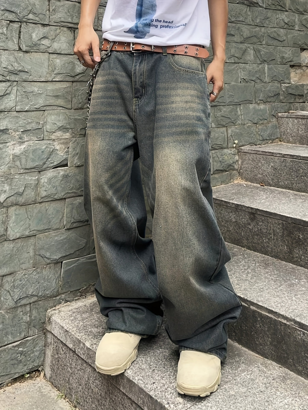 Men'S Casual Loose Fit Jeans, 90% Cotton 5% Polyester 5% Viscose Blend