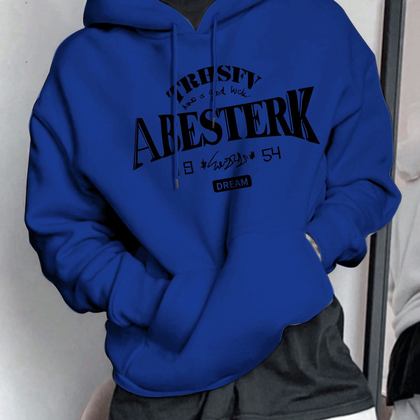 Geometric Pattern Men's Casual Hoodie | 1pc | Polyester Knit Fabric | Hooded Collar, Slight Stretch | Pullover Sweatshirt | Spring\u002FFall | Stylish