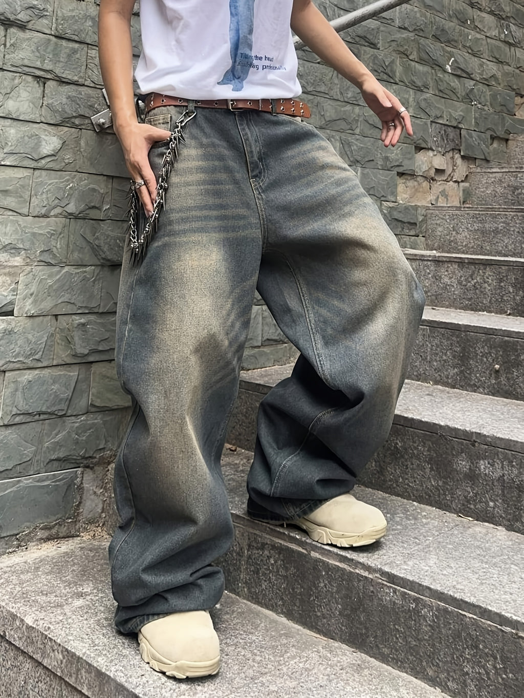 Men'S Casual Loose Fit Jeans, 90% Cotton 5% Polyester 5% Viscose Blend