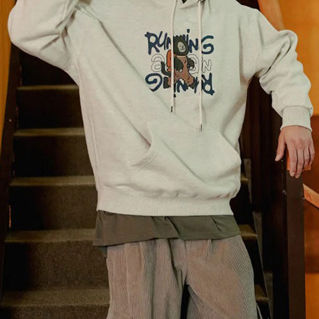 Casual Polyester Hooded Sweatshirt, Geometric Pattern, Slight Stretch, Regular Fit, with Drawstring, for All-Season Pullover Hoodie