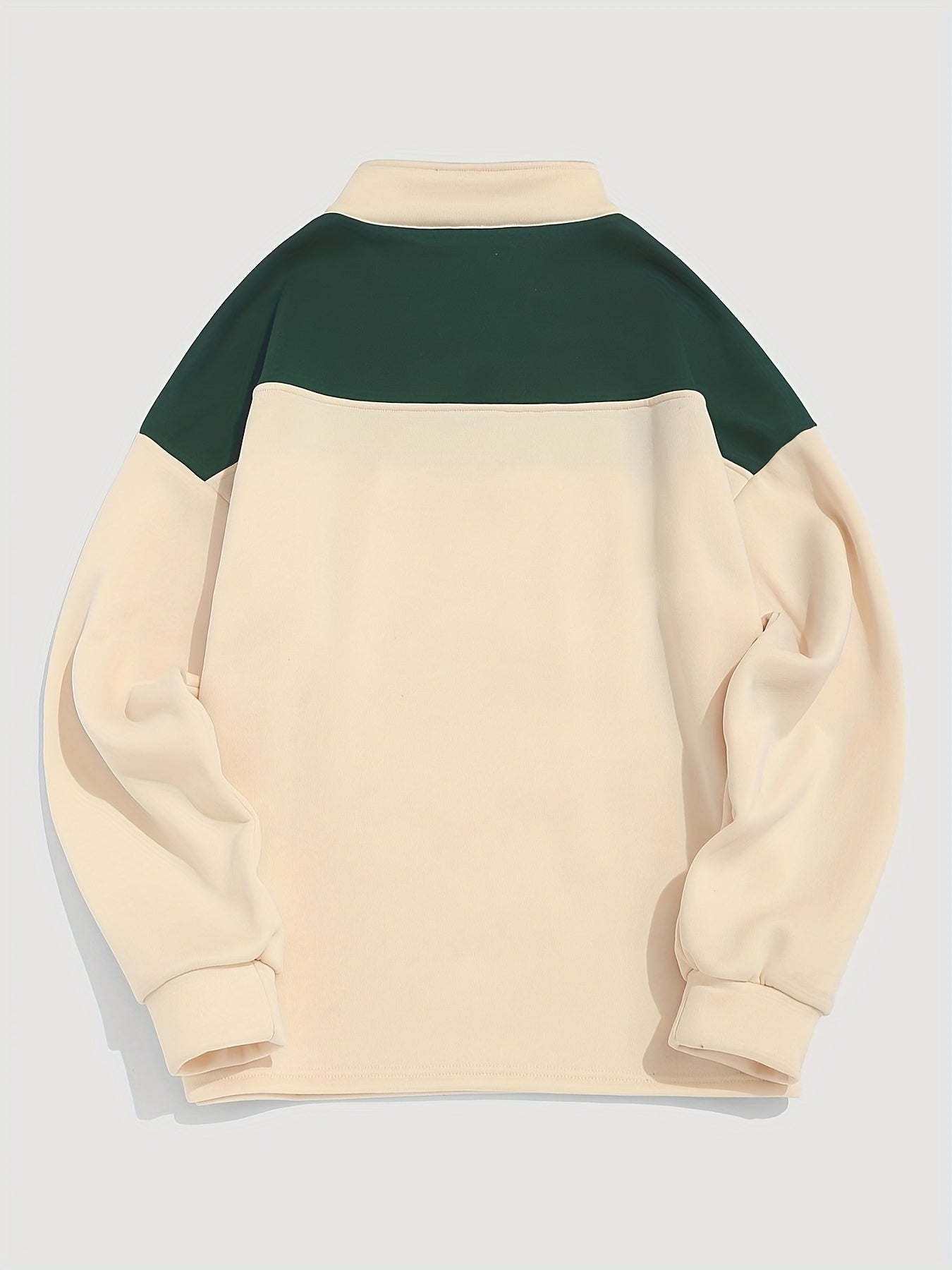 Men's Vintage Alaska Graphic Print Colorblock Fleece Quarter-Zip Sweatshirt - Stand Collar Streetwear Pullover with Mountain & Tree Design, Machine Washable Casual Long Sleeve Top