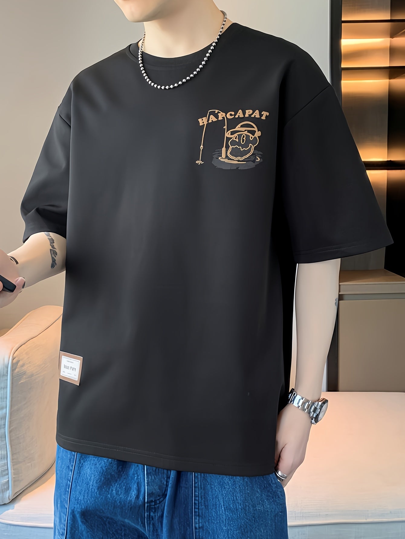 Summer T-Shirt Summer Breathable Men's Short-Sleeved T-Shirt | Loose Elastic Sports Top, Youth Round-Neck Trendy T-Shirt, Suitable for Daily Wear, College Street Sports Wear as a Gift