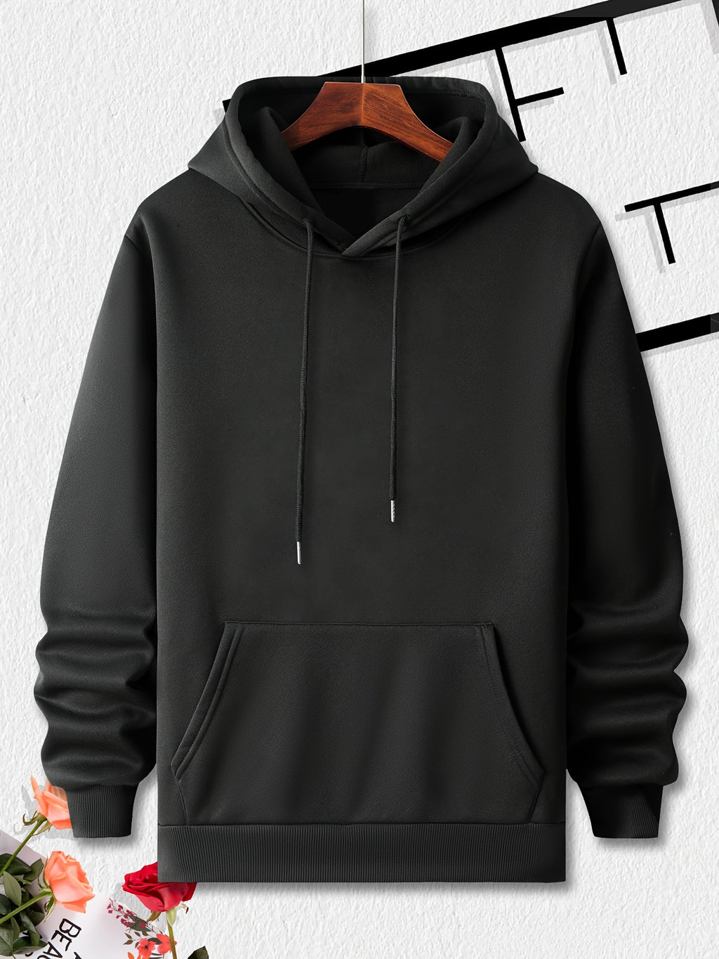 Print Hoodie - Casual Pullover Hooded Sweatshirt with Front Pocket for Men, Perfect for Spring and Fall Season