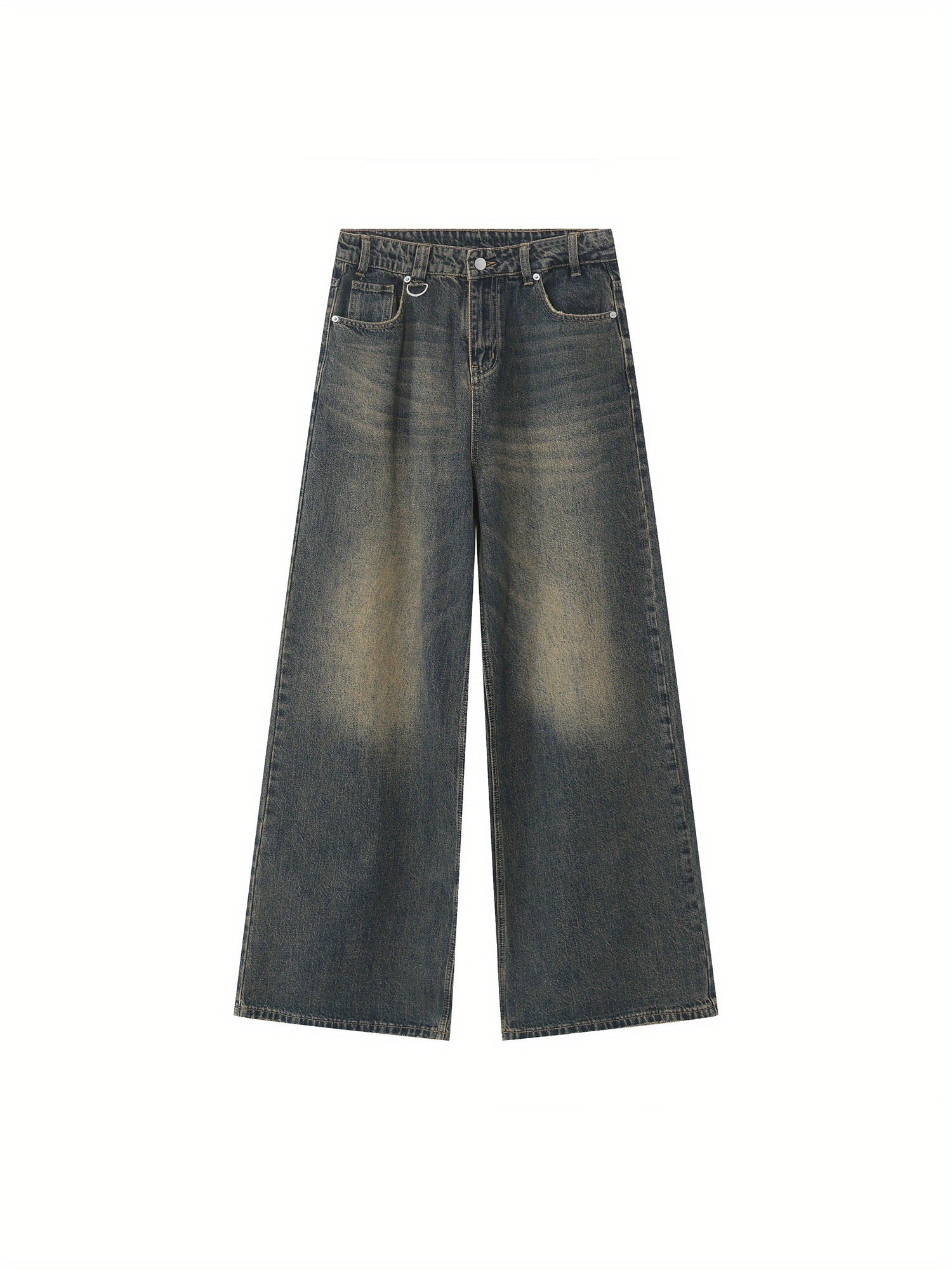 New unisex, all season, retro Hong Kong style, vintage, loose, wide leg, floor length jeans