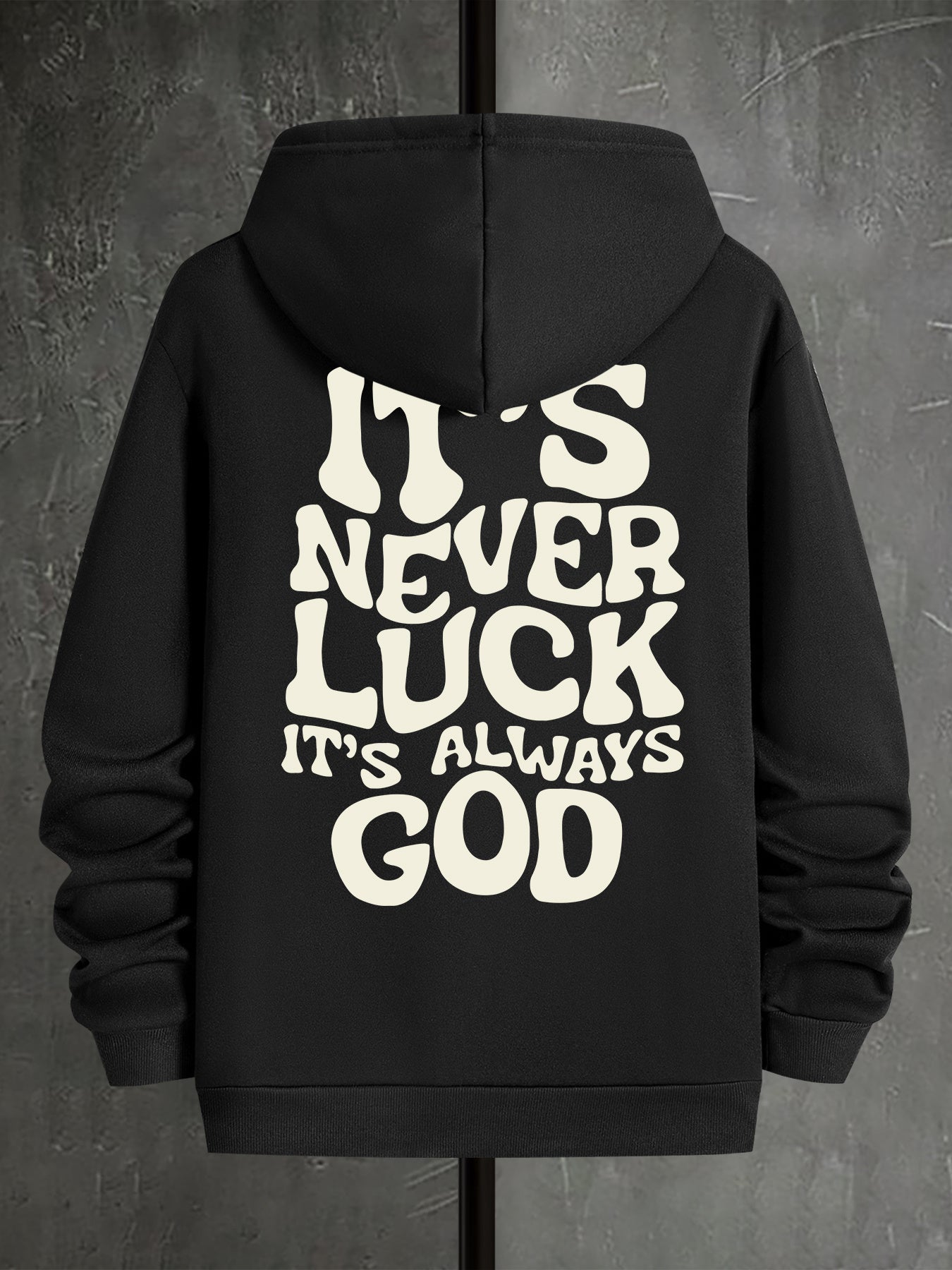 Stylish Faith-Inspired Hoodie - Soft Polyester Knit Fabric, Geometric Lettering Pattern, Casual Fit with Slight Stretch, \