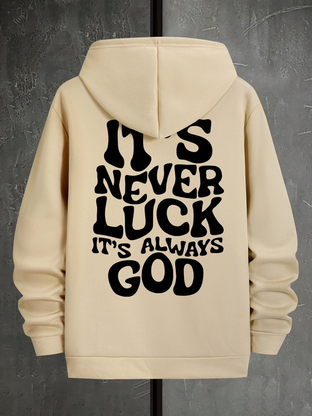 Stylish Faith-Inspired Hoodie - Soft Polyester Knit Fabric, Geometric Lettering Pattern, Casual Fit with Slight Stretch, \