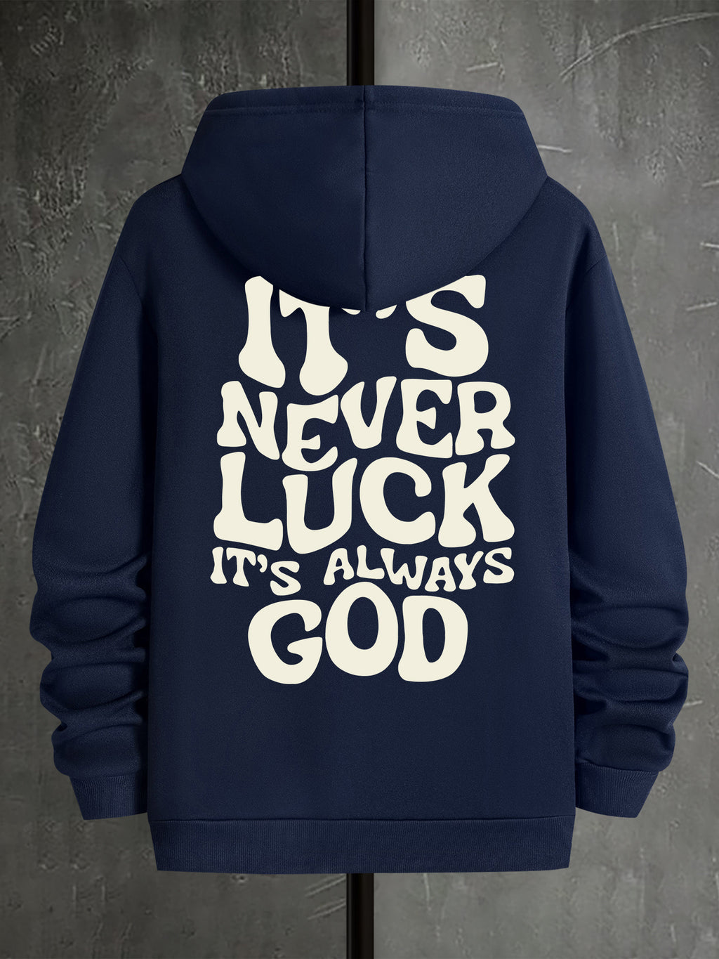 Stylish Faith-Inspired Hoodie - Soft Polyester Knit Fabric, Geometric Lettering Pattern, Casual Fit with Slight Stretch, \