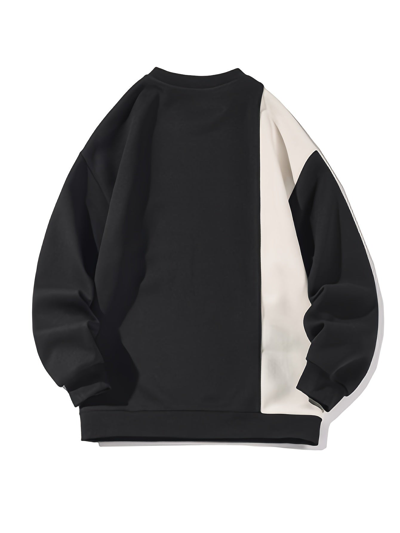 Color Block Sweatshirt Color Block Crew Neck Sweatshirt - Men's Casual, Polyester Blend, Machine Washable, Non-Stretch Fabric