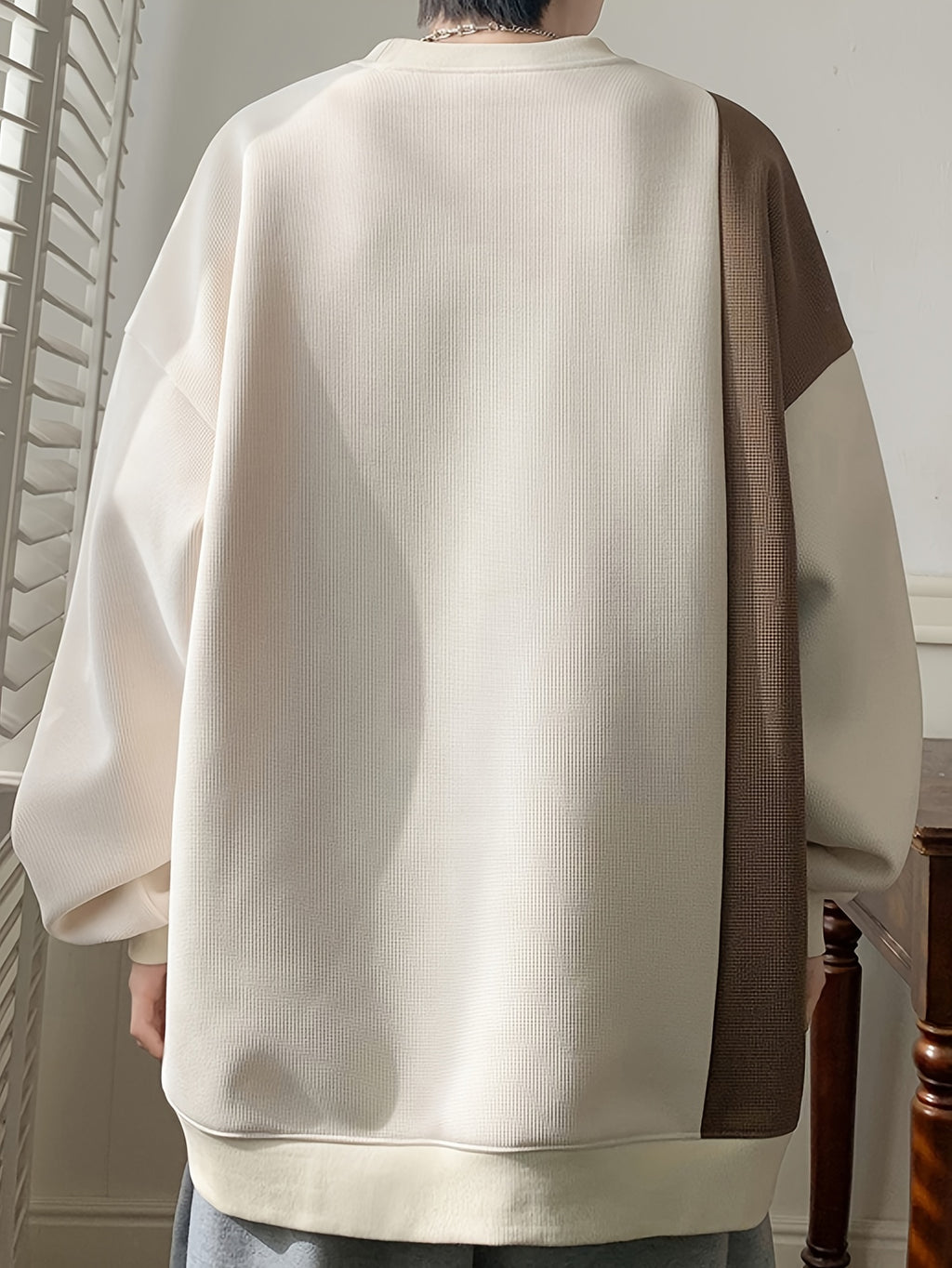 Color Block Sweatshirt Color Block Crew Neck Sweatshirt - Men's Casual, Polyester Blend, Machine Washable, Non-Stretch Fabric