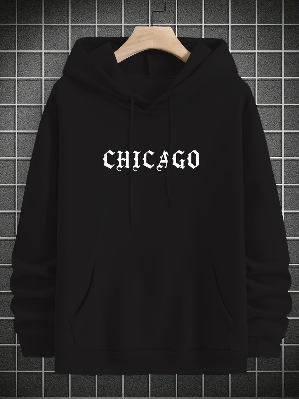 Soft Polyester Men's Casual Hoodie with Loose Fit, Kangaroo Pocket, Unique Print Design, Machine Washable