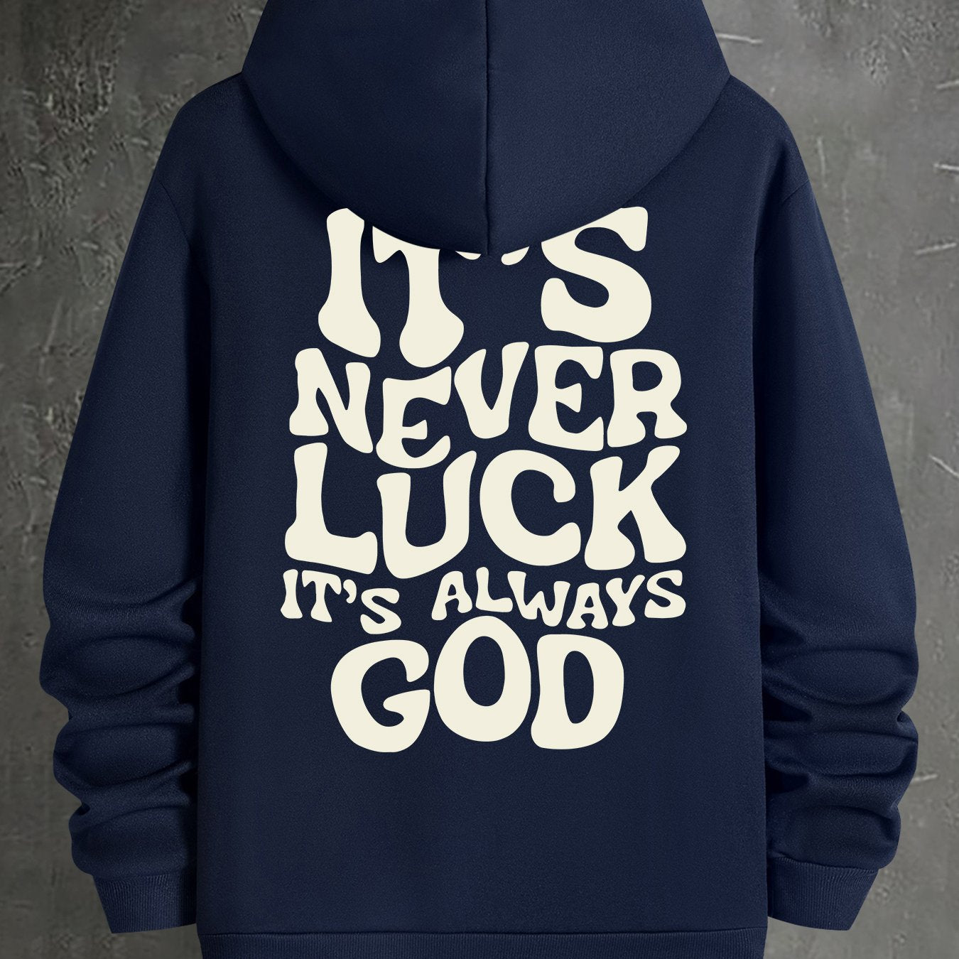 Stylish Faith-Inspired Hoodie - Soft Polyester Knit Fabric, Geometric Lettering Pattern, Casual Fit with Slight Stretch, \