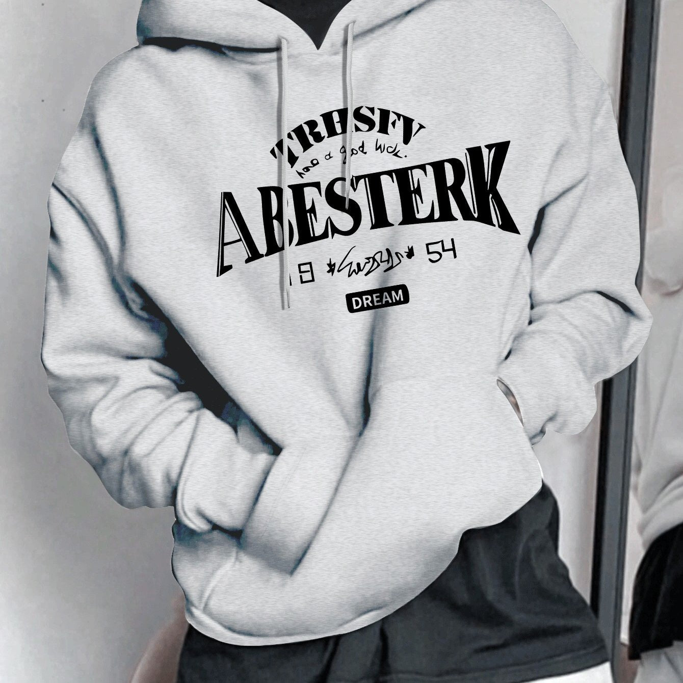 Geometric Pattern Men's Casual Hoodie | 1pc | Polyester Knit Fabric | Hooded Collar, Slight Stretch | Pullover Sweatshirt | Spring\u002FFall | Stylish