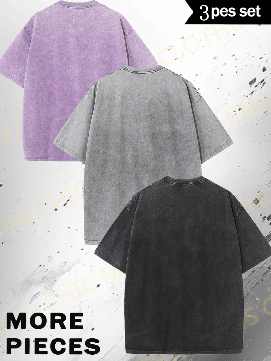 Three-Piece Set Keep a Good Attitude And Love Life Printed 230G Heavy Wash Batik Short Sleeve Tee, Men'S Crisp Short Sleeve Tee, Outdoor Sweats, Retro Wash, 100% Cotton, Everyday Wear