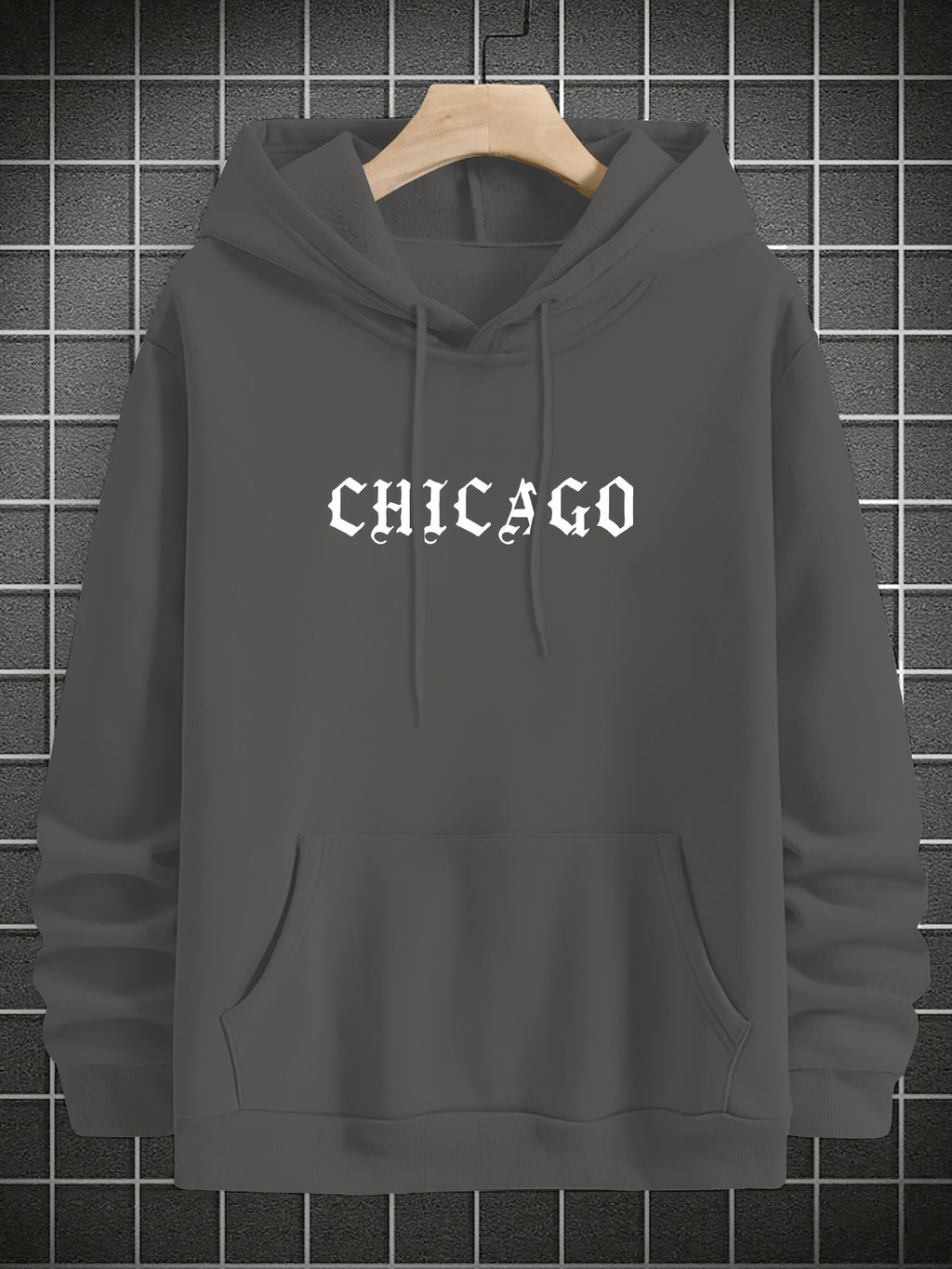 Soft Polyester Men's Casual Hoodie with Loose Fit, Kangaroo Pocket, Unique Print Design, Machine Washable