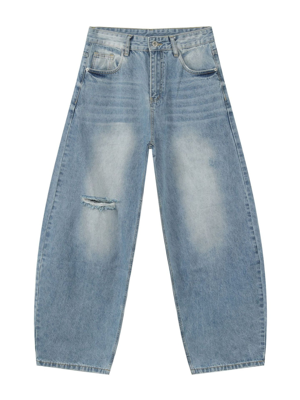 Men'S Vintage Washed Distressed Faux Denim Faux Denim