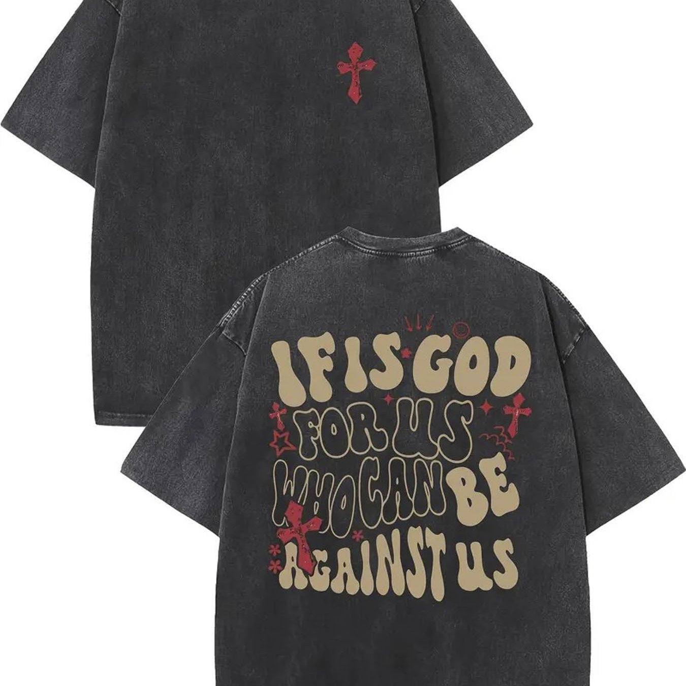 1pc Men's 230GSM Heavyweight Cotton T-Shirt - Dual-Sided Water Wash Vintage Streetwear Tee with \