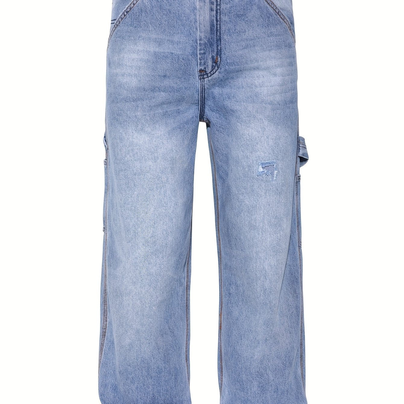 Men'S American Workwear Carpenter Jeans Vintage Utility Streetwear Loose Fit Wide Leg Denim Trousers Y2K Retro Pants Cargo Jeans