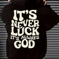 Stylish Faith-Inspired Hoodie - Soft Polyester Knit Fabric, Geometric Lettering Pattern, Casual Fit with Slight Stretch, \