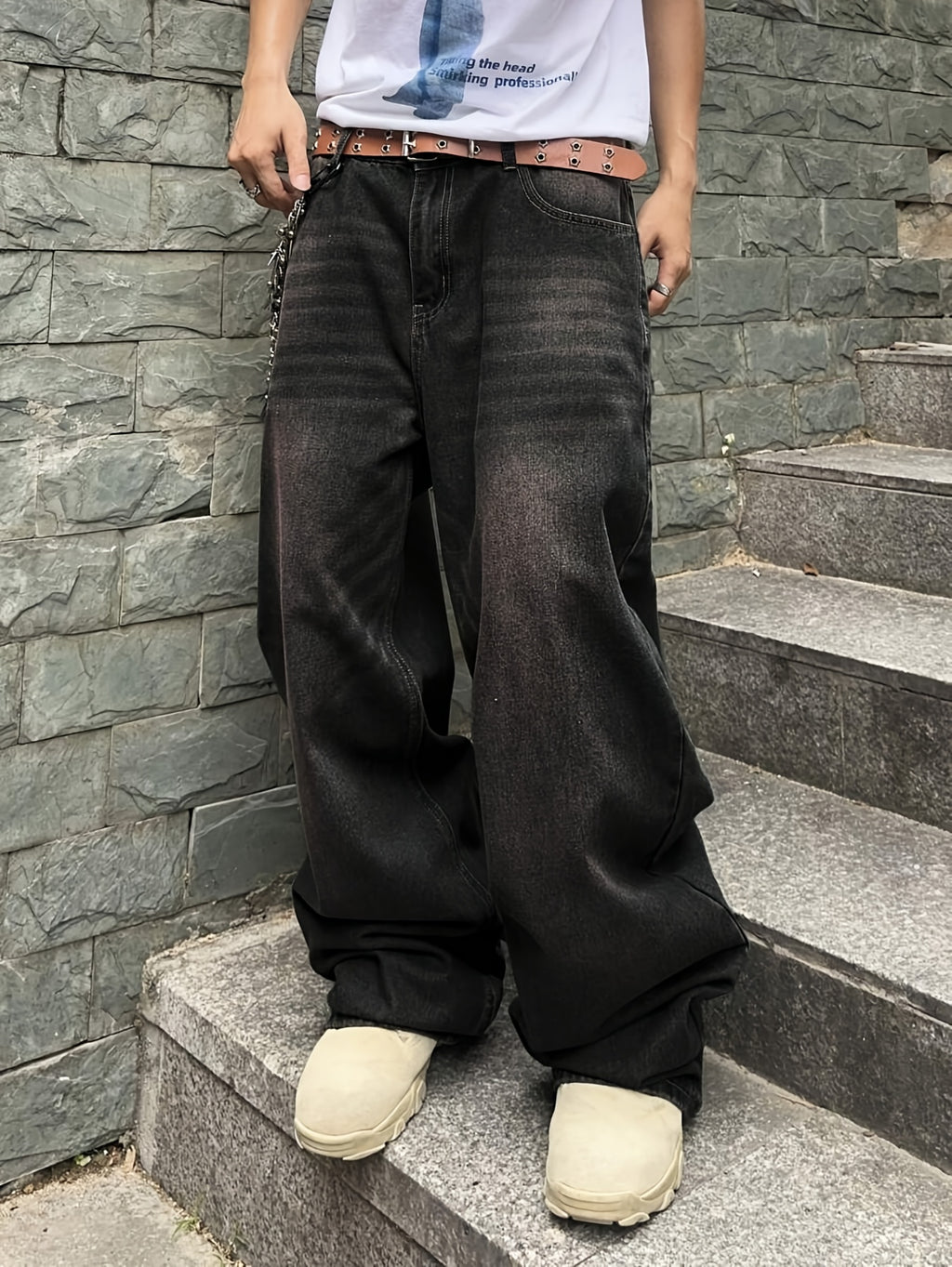 Men'S Casual Loose Fit Jeans, 90% Cotton 5% Polyester 5% Viscose Blend