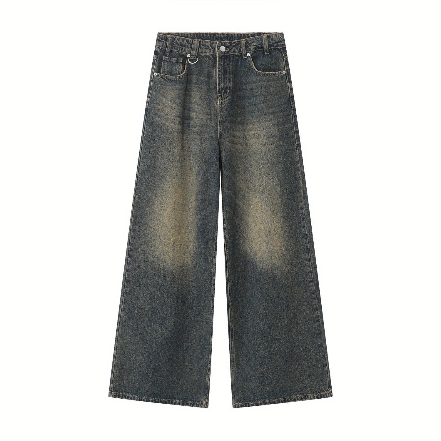 New unisex, all season, retro Hong Kong style, vintage, loose, wide leg, floor length jeans