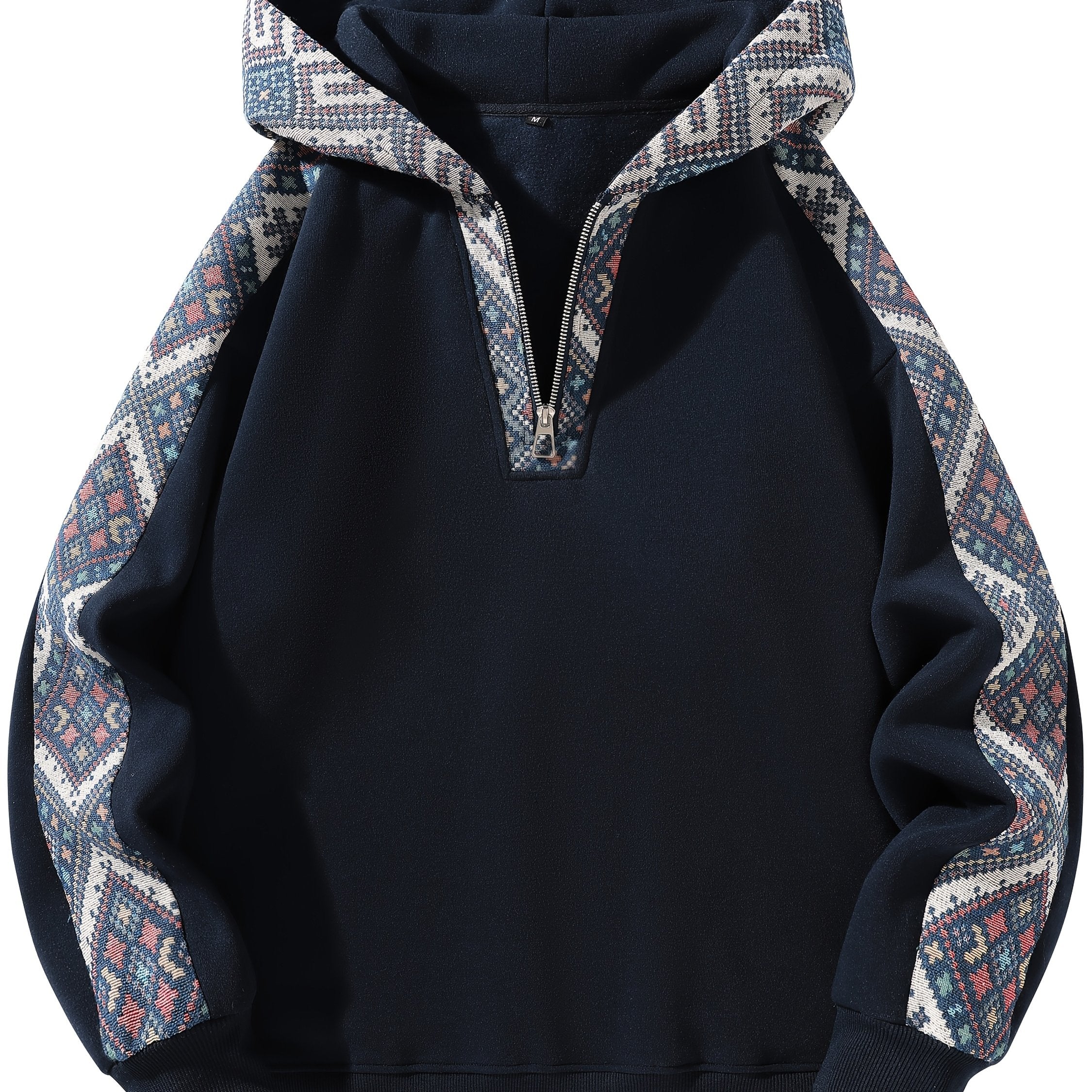 1pc Unisex Fleece-Lined Hoodie - Sporty Color-Block Design with Adjustable Drawstring, Front Zipper & Pockets, Soft Warm Fabric for Indoor\u002FOutdoor Comfort, Regular Fit Casual Pullover, Indoor Warmth Clothing, Colorblock Hoodie, Durable Casualwear