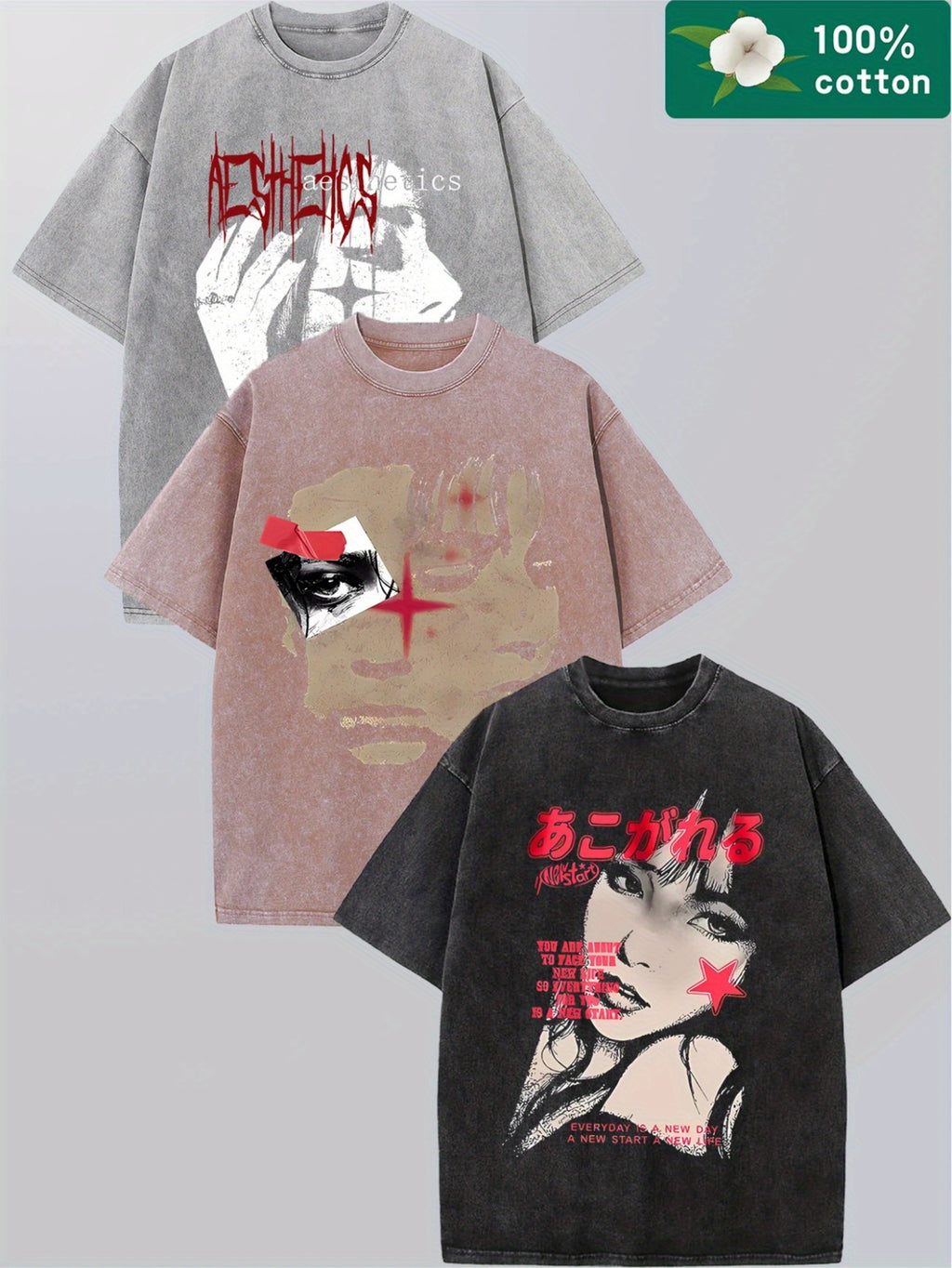 Subculture Invasion! Made Of Old Washed Diablo Cotton T-shirt, Fried Field, 8.11 oz Of Vintage Washed Batik T-shirt, 100% Cotton, Simple And Casual, Loose Fit, Breathable, Soft Fabric.