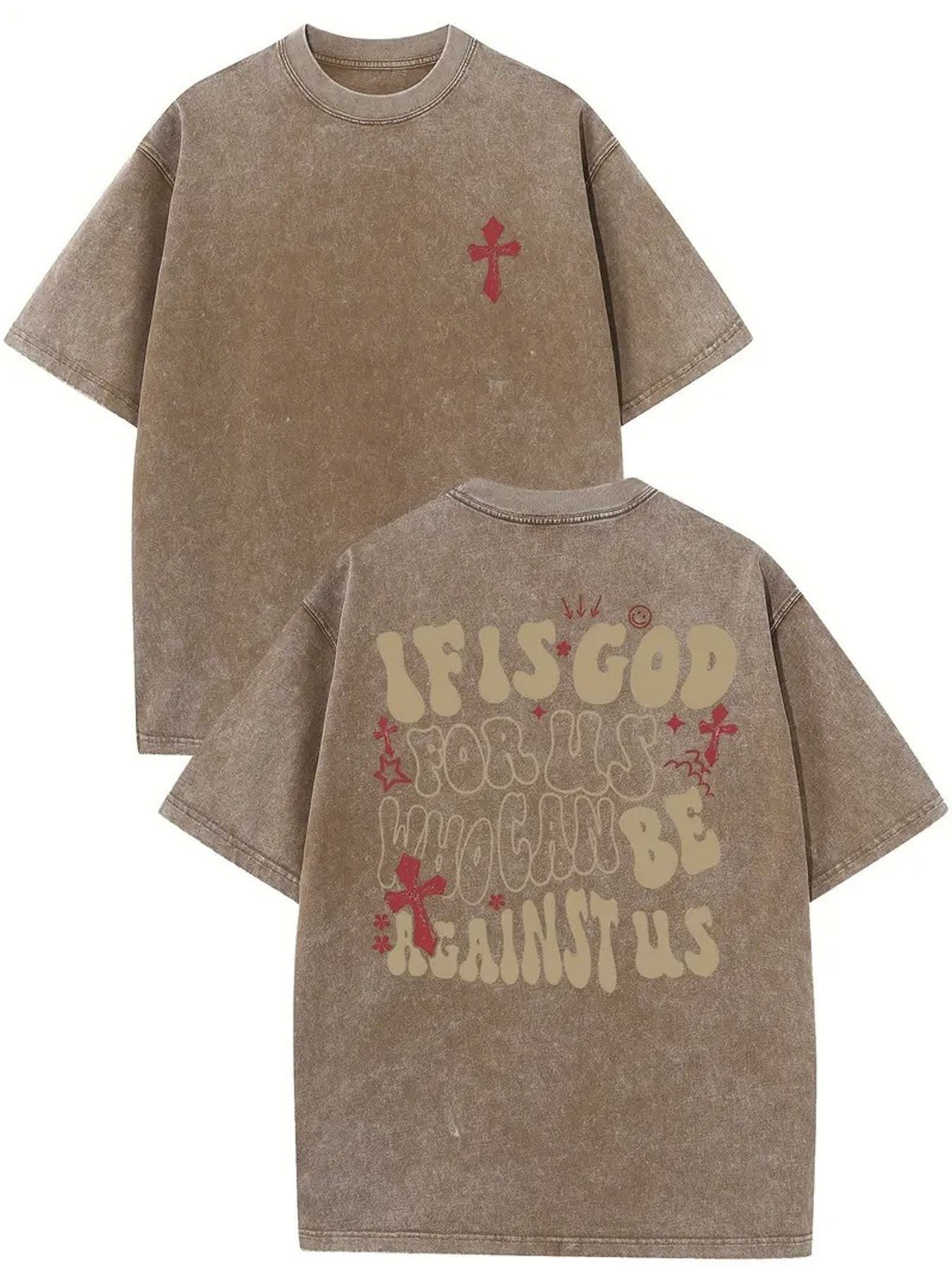 1pc Men's 230GSM Heavyweight Cotton T-Shirt - Dual-Sided Water Wash Vintage Streetwear Tee with \