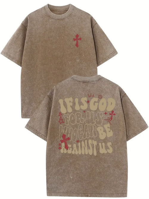 1pc Men's 230GSM Heavyweight Cotton T-Shirt - Dual-Sided Water Wash Vintage Streetwear Tee with \