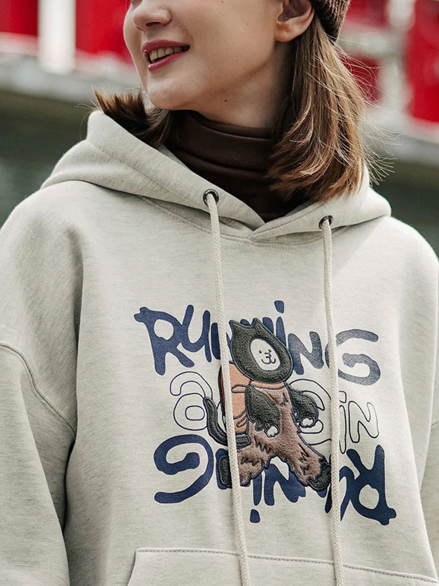 Casual Polyester Hooded Sweatshirt, Geometric Pattern, Slight Stretch, Regular Fit, with Drawstring, for All-Season Pullover Hoodie