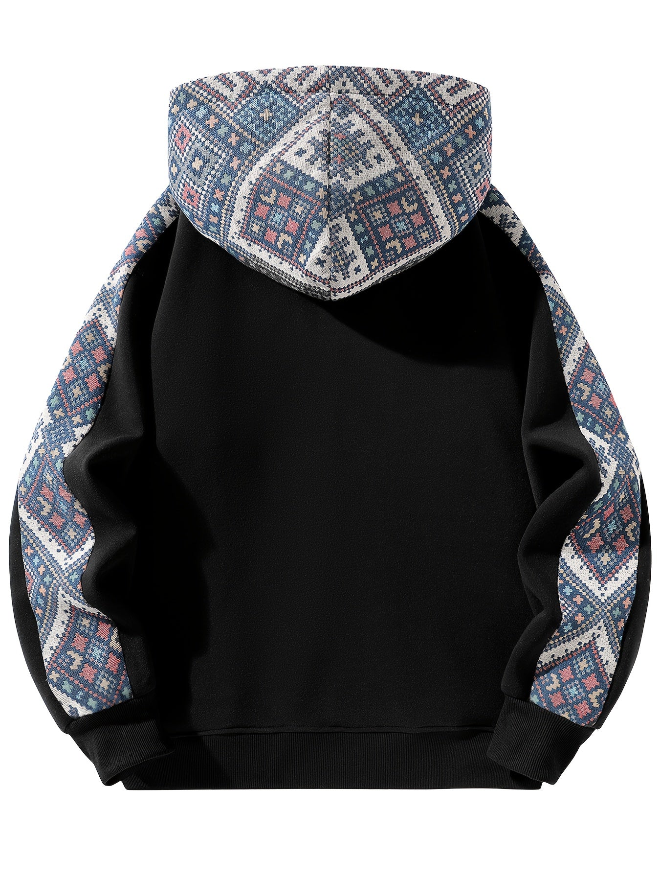 1pc Unisex Fleece-Lined Hoodie - Sporty Color-Block Design with Adjustable Drawstring, Front Zipper & Pockets, Soft Warm Fabric for Indoor\u002FOutdoor Comfort, Regular Fit Casual Pullover, Indoor Warmth Clothing, Colorblock Hoodie, Durable Casualwear