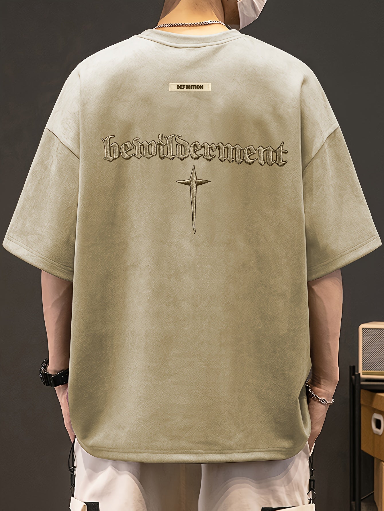 Men's Pierson OBM Fashion Casual Teal Embroidered Crew Neck Sweatshirt - Sporty Style, Polyester and Spandex Blend, Machine Washable, Summer Wear, Sporty Sweatshirt|Geometric Embroidery|Polyester Spandex Blend