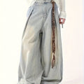 Men's Streetwear Wide-Leg Jeans - Non-Stretchy Denim Pants, Relaxed Fit for Everyday & Formal Outfits