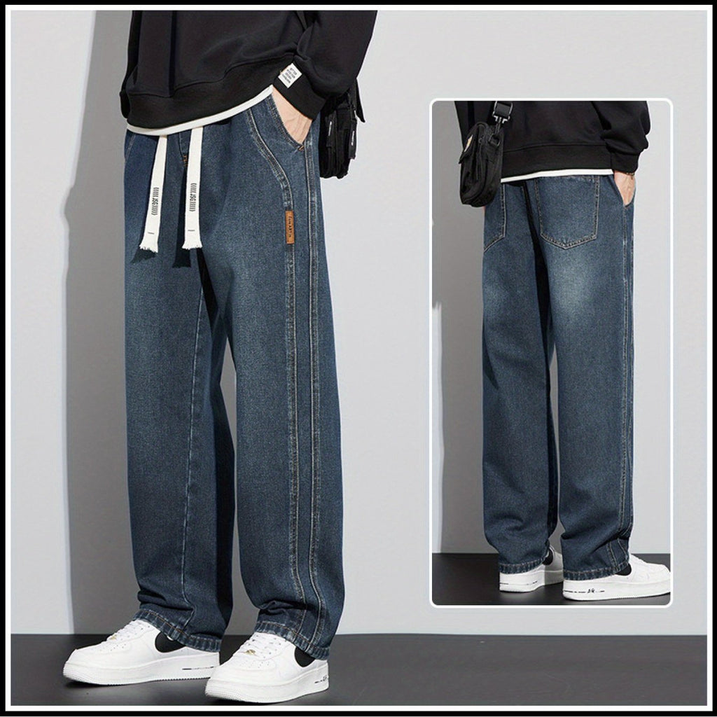 Men's Vintage Wide Leg Jeans - Loose Fit Straight Leg Draped Design