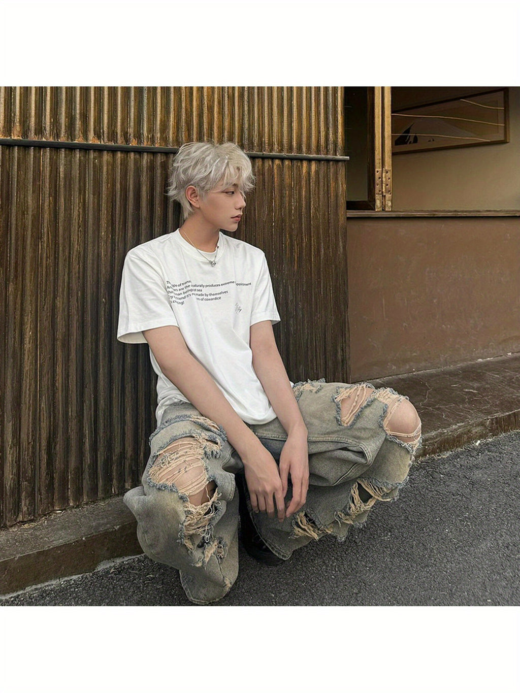 Men'S Vintage Distressed Jeans - Non-Stretch Straight Leg Pants with Belt Loops