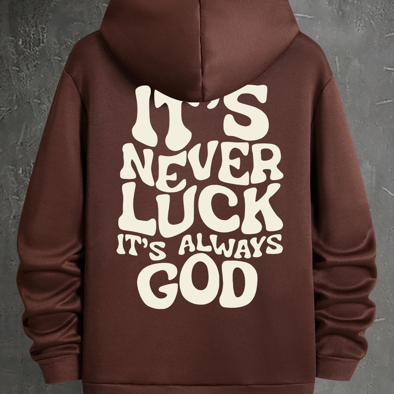Stylish Faith-Inspired Hoodie - Soft Polyester Knit Fabric, Geometric Lettering Pattern, Casual Fit with Slight Stretch, \