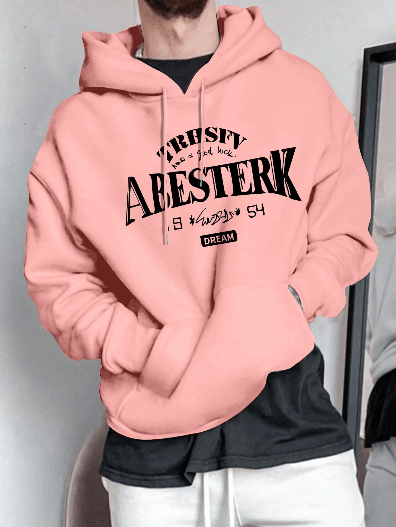 Geometric Pattern Men's Casual Hoodie | 1pc | Polyester Knit Fabric | Hooded Collar, Slight Stretch | Pullover Sweatshirt | Spring\u002FFall | Stylish