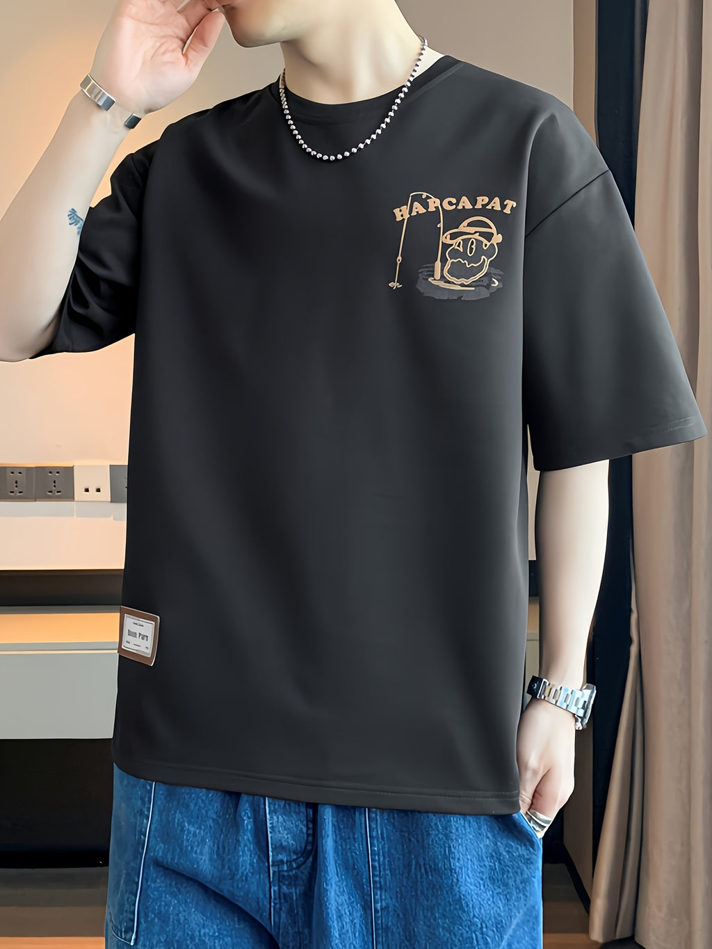 Summer T-Shirt Summer Breathable Men's Short-Sleeved T-Shirt | Loose Elastic Sports Top, Youth Round-Neck Trendy T-Shirt, Suitable for Daily Wear, College Street Sports Wear as a Gift