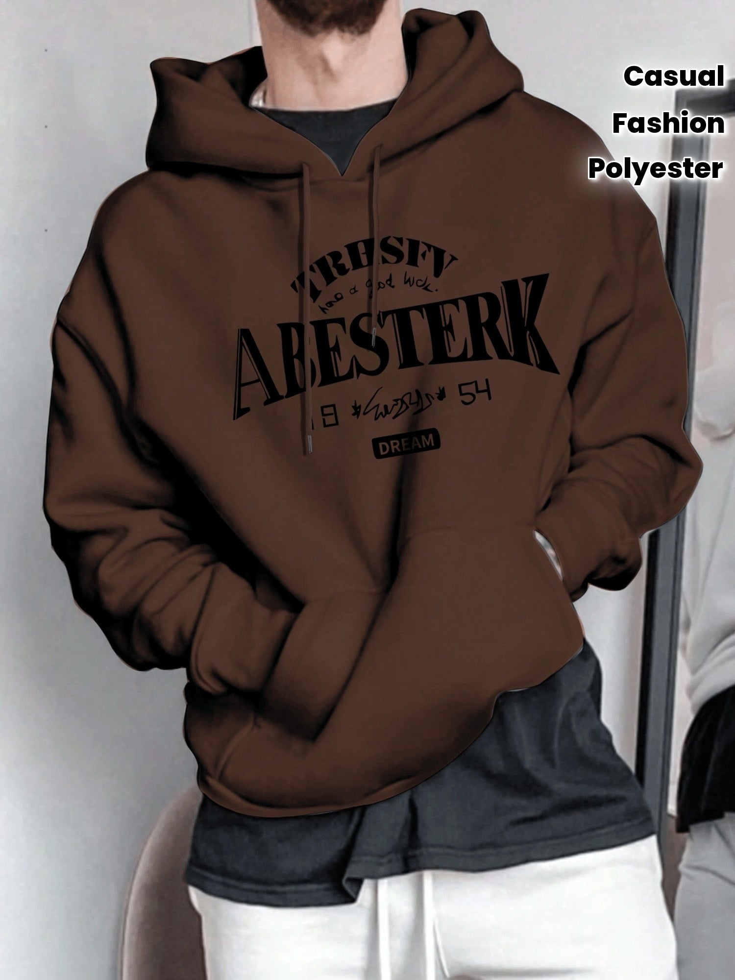 Geometric Pattern Men's Casual Hoodie | 1pc | Polyester Knit Fabric | Hooded Collar, Slight Stretch | Pullover Sweatshirt | Spring\u002FFall | Stylish