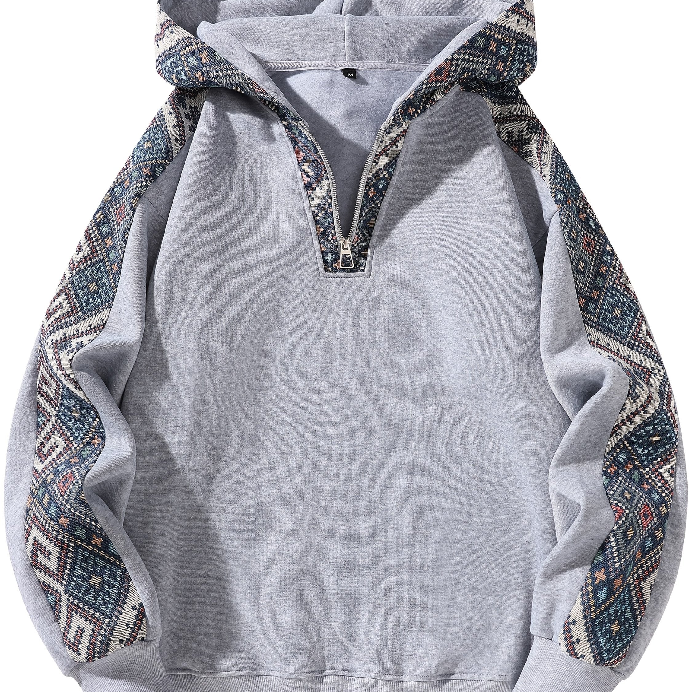 1pc Unisex Fleece-Lined Hoodie - Sporty Color-Block Design with Adjustable Drawstring, Front Zipper & Pockets, Soft Warm Fabric for Indoor\u002FOutdoor Comfort, Regular Fit Casual Pullover, Indoor Warmth Clothing, Colorblock Hoodie, Durable Casualwear