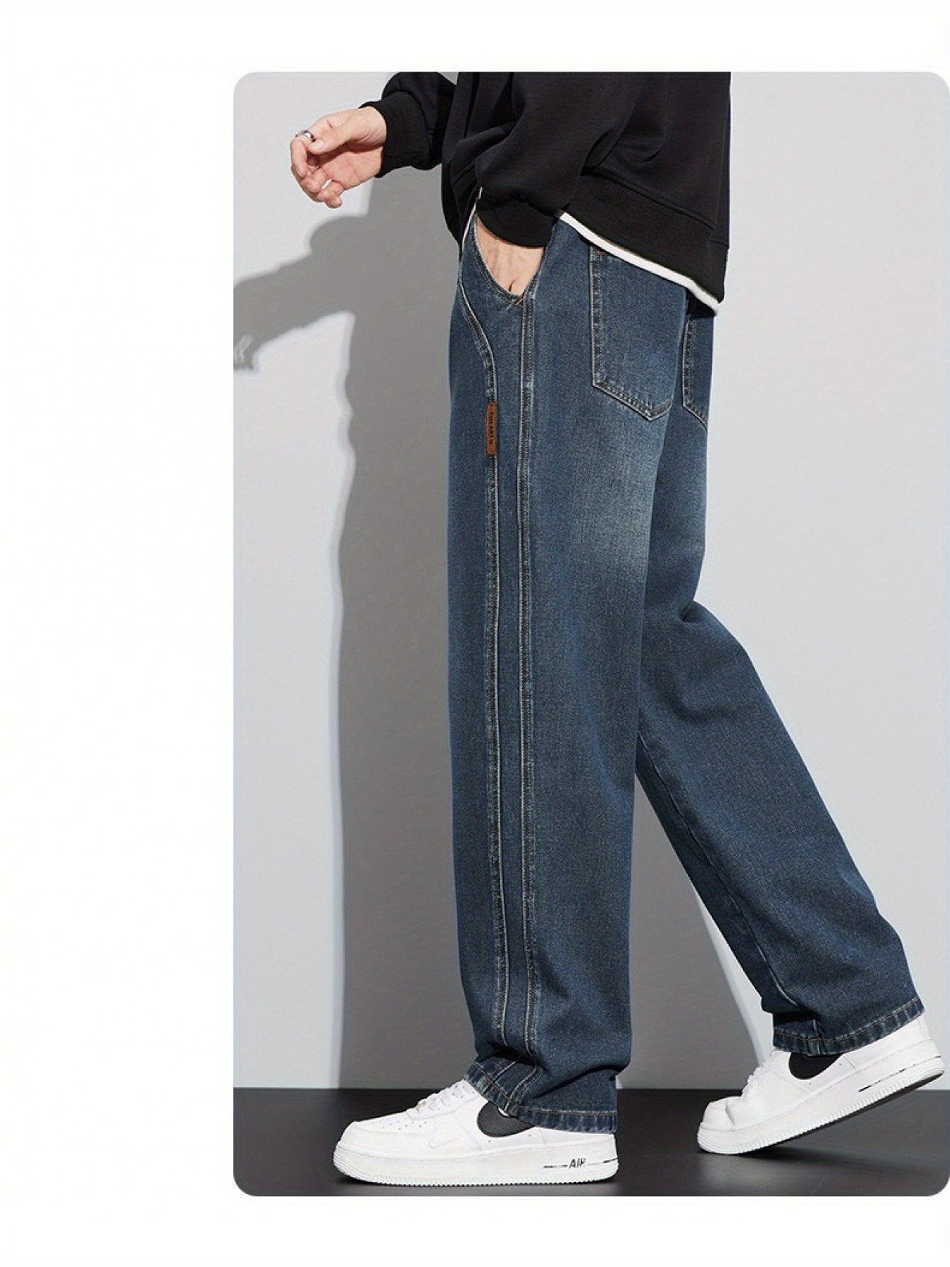 Men's Vintage Wide Leg Jeans - Loose Fit Straight Leg Draped Design