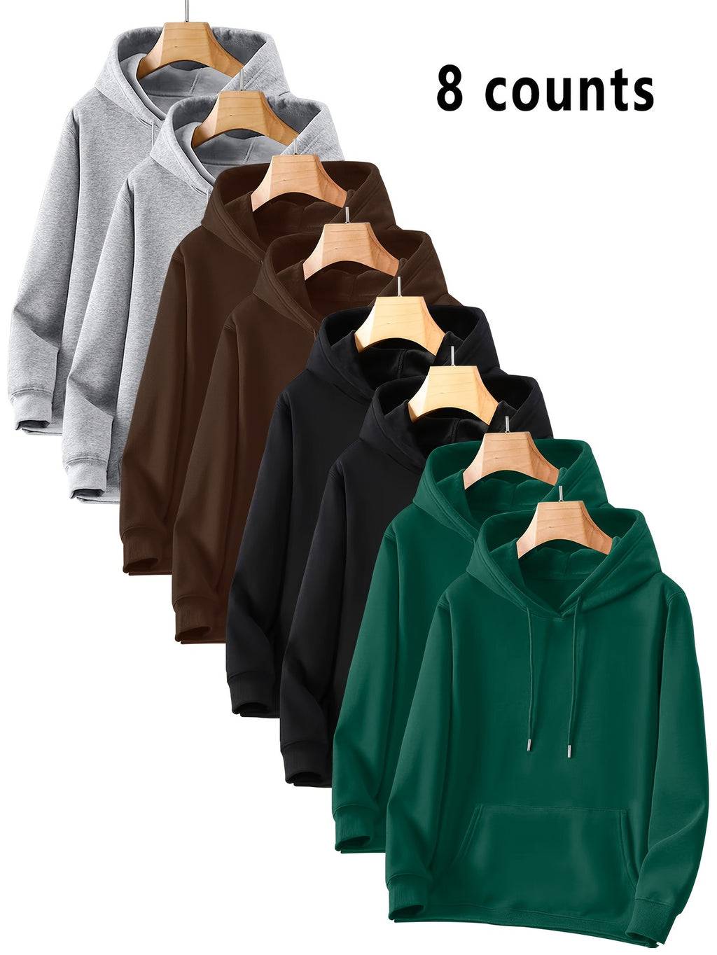 8 Counts Hooded Sweatshirt Men'S Light Version New Plus Velvet Men'S Casual Versatile Fashion Trendy Pullover Hoodie