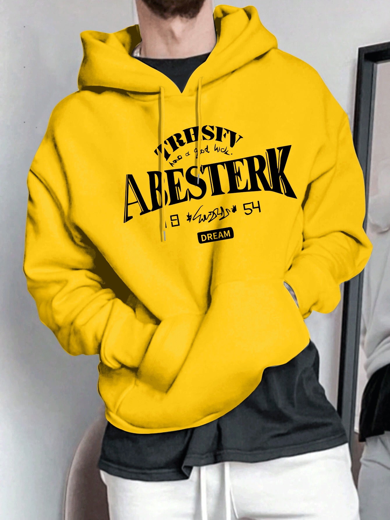 Geometric Pattern Men's Casual Hoodie | 1pc | Polyester Knit Fabric | Hooded Collar, Slight Stretch | Pullover Sweatshirt | Spring\u002FFall | Stylish