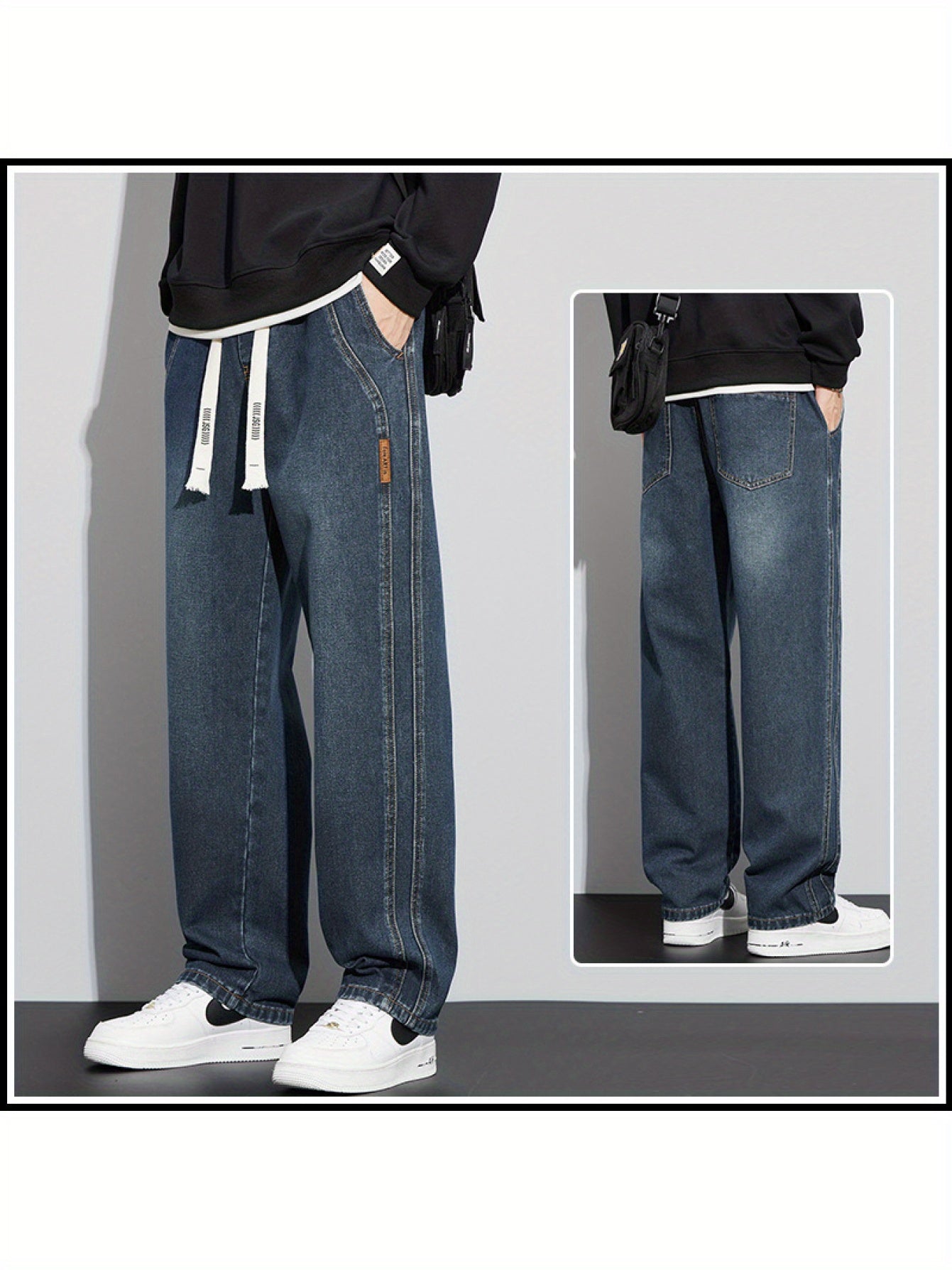 Men's Vintage Wide Leg Jeans - Loose Fit Straight Leg Draped Design