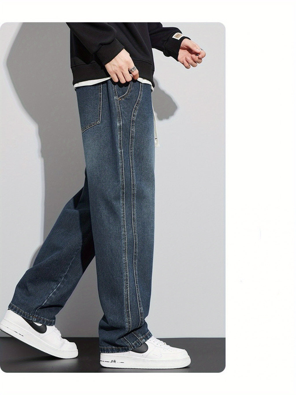 Men's Vintage Wide Leg Jeans - Loose Fit Straight Leg Draped Design