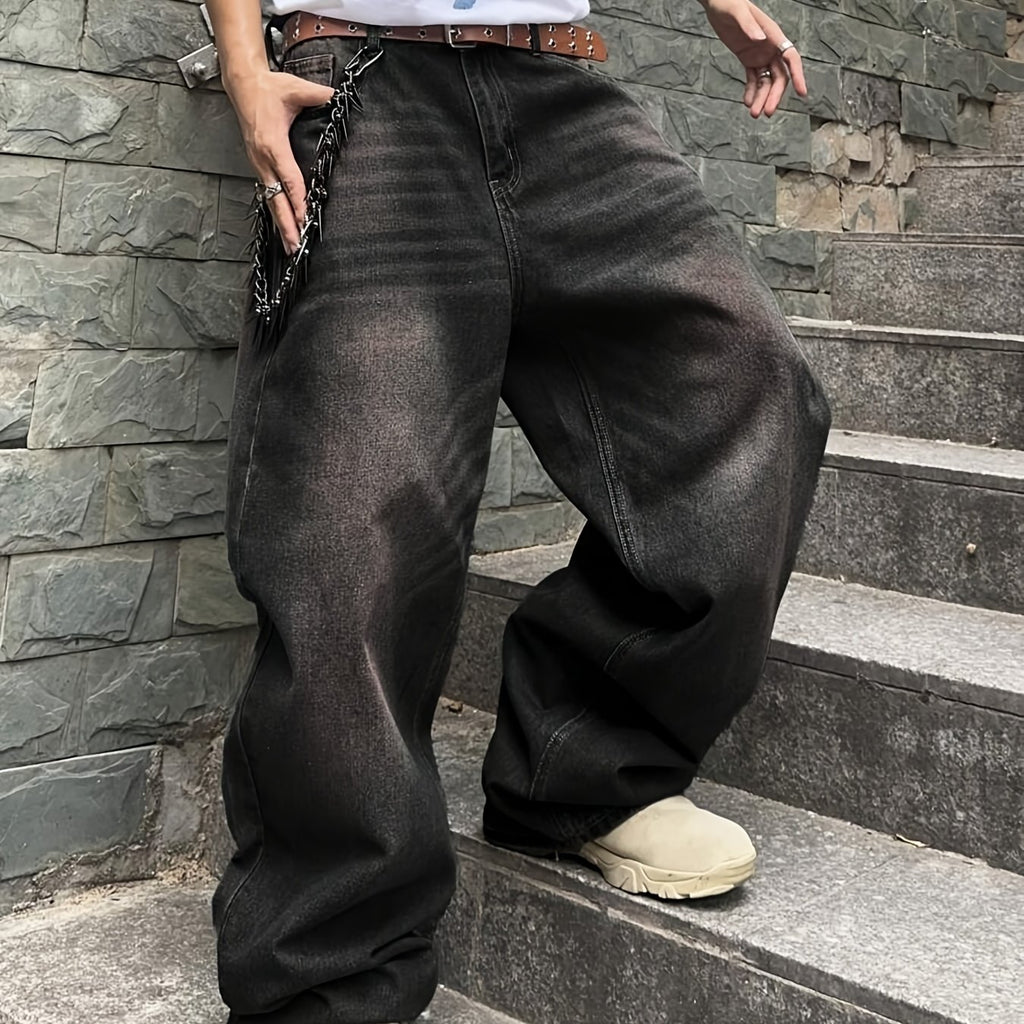 Men'S Casual Loose Fit Jeans, 90% Cotton 5% Polyester 5% Viscose Blend