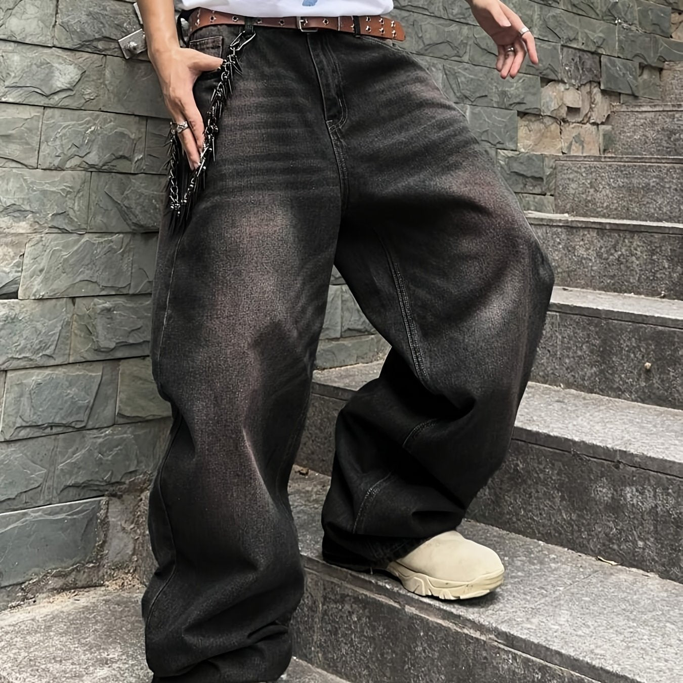 Men'S Casual Loose Fit Jeans, 90% Cotton 5% Polyester 5% Viscose Blend