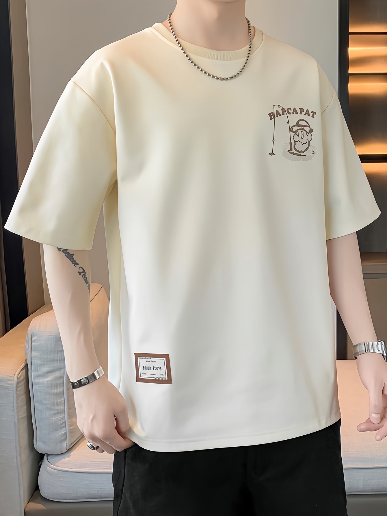 Summer T-Shirt Summer Breathable Men's Short-Sleeved T-Shirt | Loose Elastic Sports Top, Youth Round-Neck Trendy T-Shirt, Suitable for Daily Wear, College Street Sports Wear as a Gift