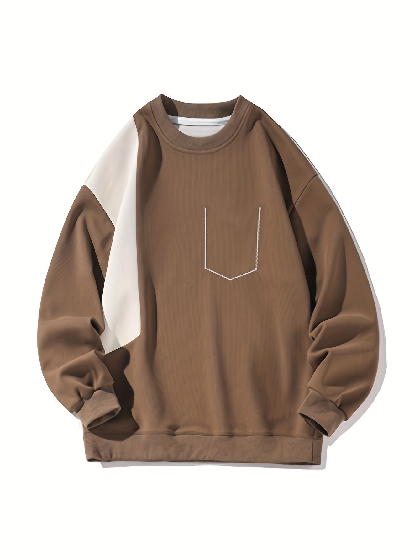 Color Block Sweatshirt Color Block Crew Neck Sweatshirt - Men's Casual, Polyester Blend, Machine Washable, Non-Stretch Fabric