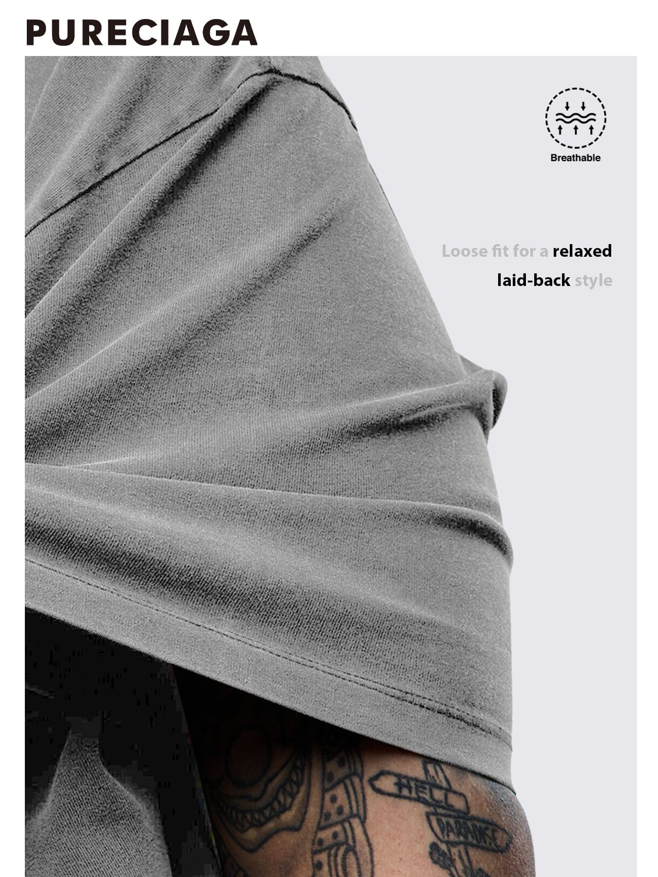 Y2K-Inspired Men's 100% Cotton Loose Fit Vintage Washed T-Shirts - Distressed Casual Athletic Tees, Perfect for Thanksgiving & Christmas Gifts, Grey 3pcs