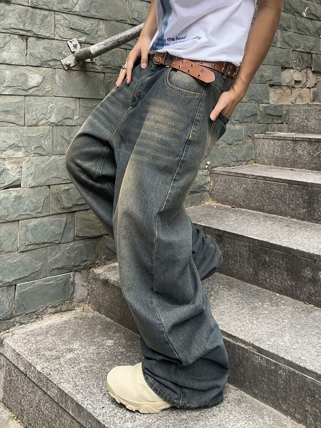 Men'S Casual Loose Fit Jeans, 90% Cotton 5% Polyester 5% Viscose Blend